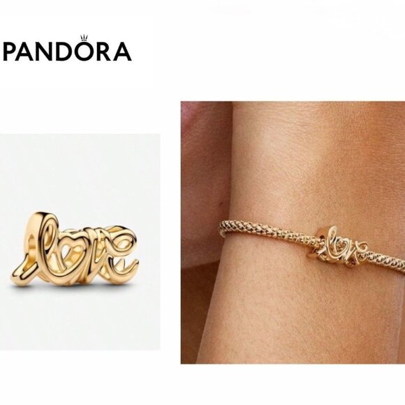 NEW Pandora Gold Love Charm 3D letters - Picture 1 of 4